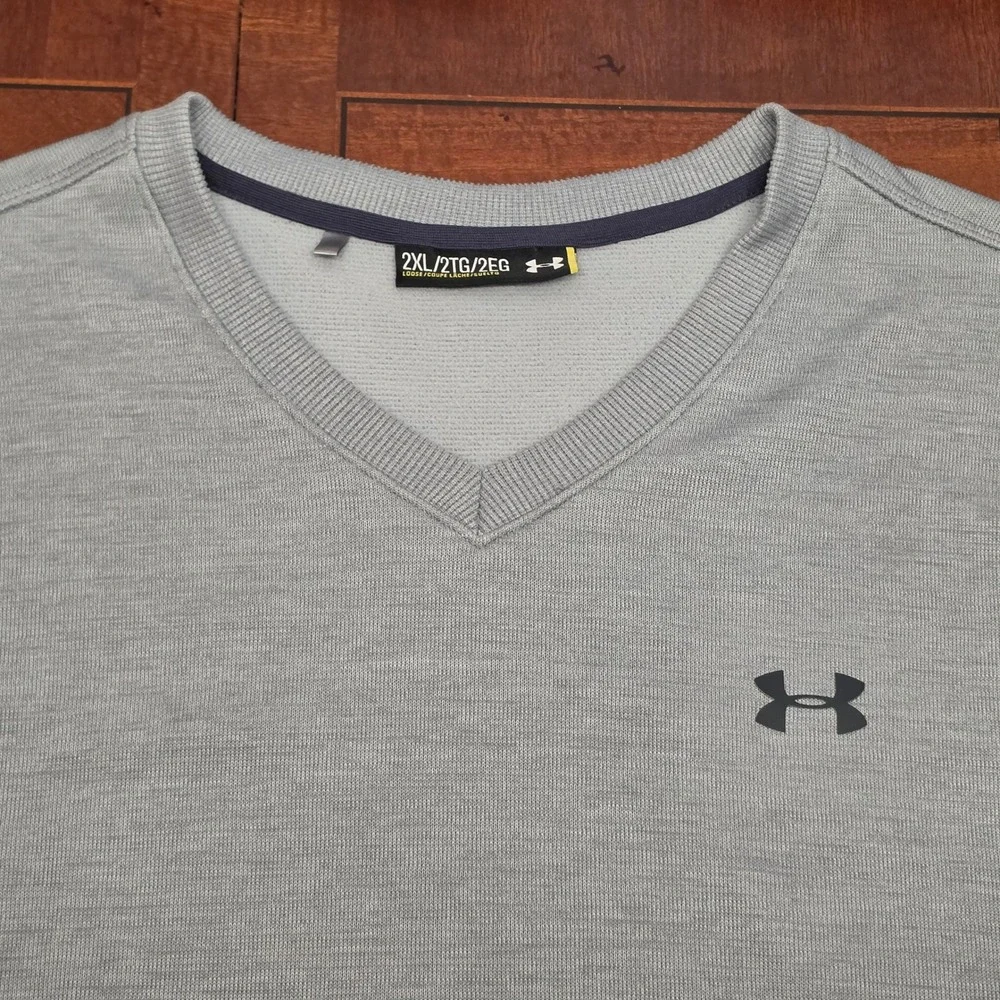 Under Armour Sweater Vest Mens 2XL Gray Storm1 V-Neck Sleeveless Golf Pullover